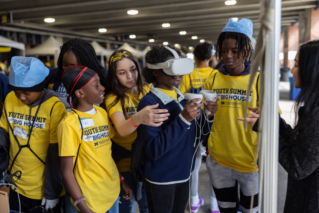 Middle schoolers participating in a VR experience