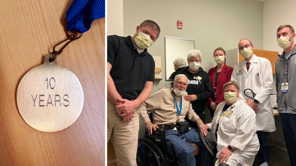 Medal 10 Years Patient and Staff with masks on