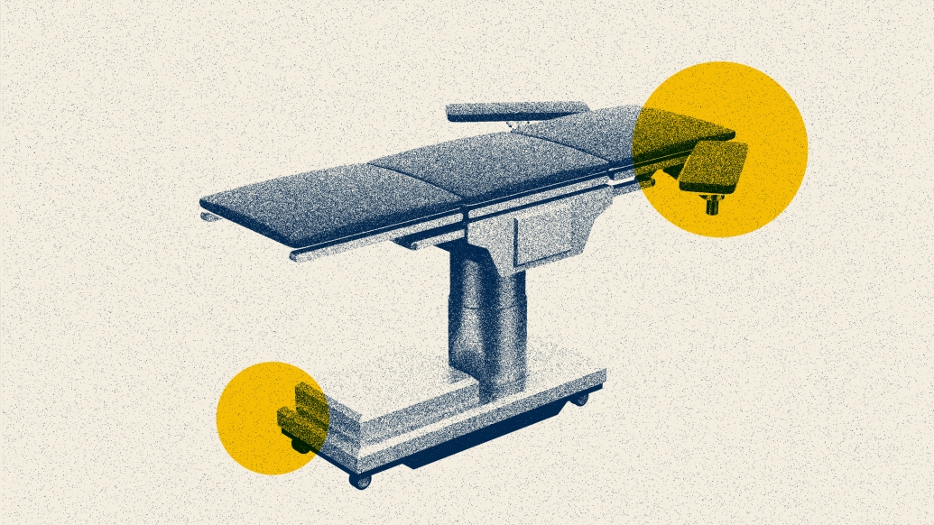 Illustration of a surgery table