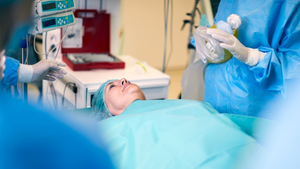Woman Patient Preparing Surgery Anesthesia