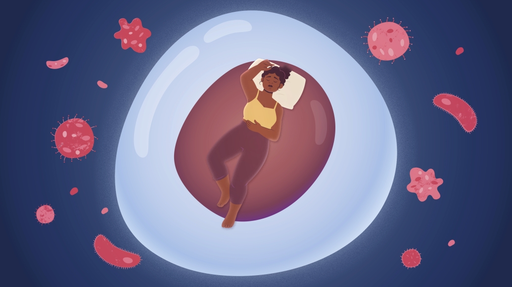 woman laying on floating cell maroon 