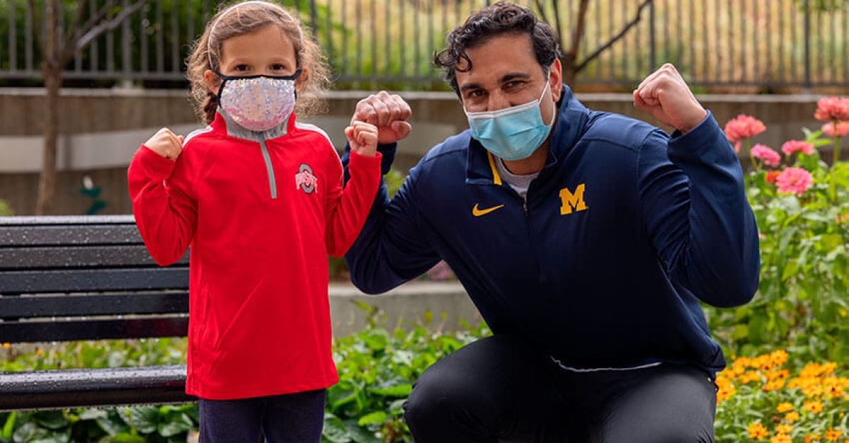 A 5-year-old Buckeye fan with a maize and blue heart